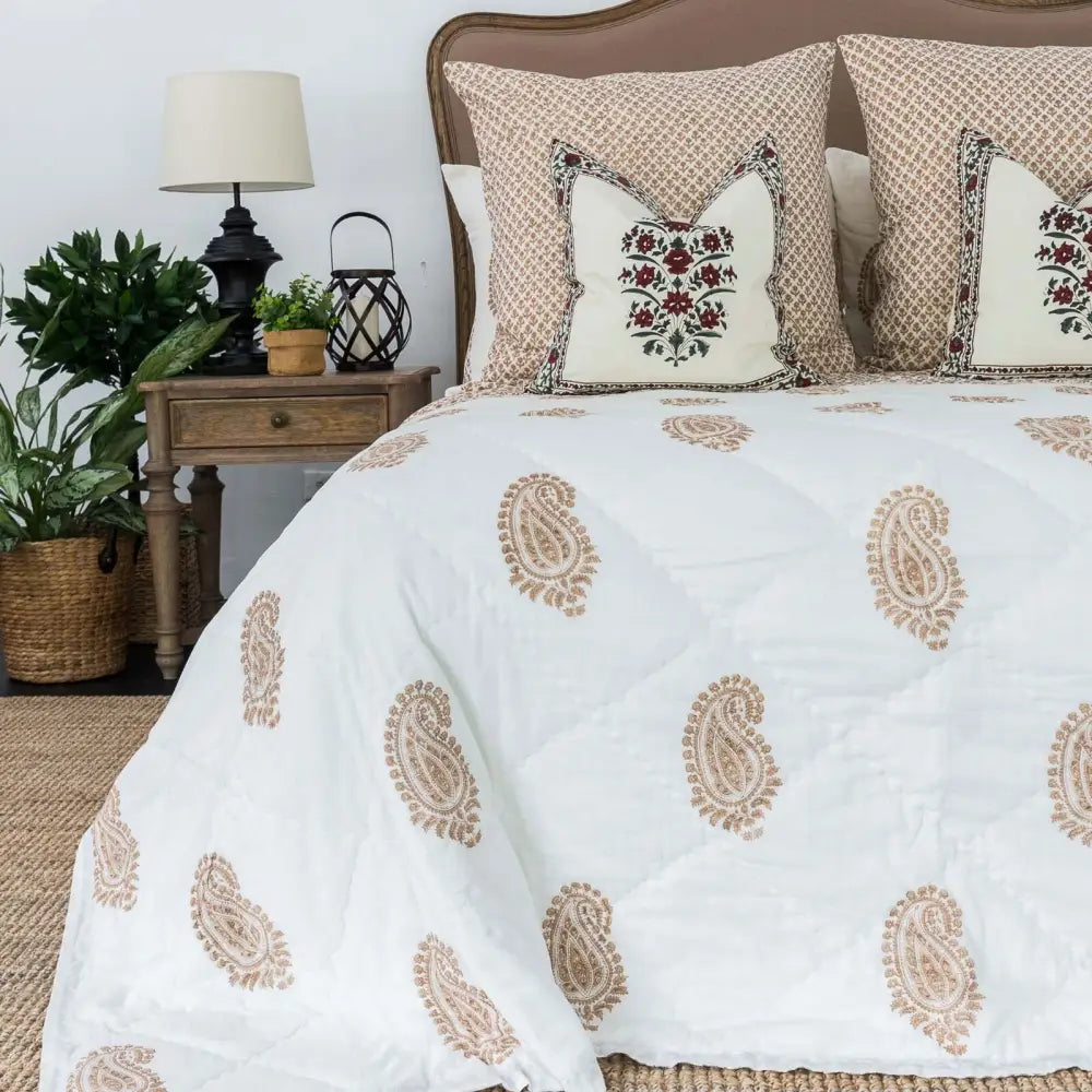 Kolka Quilted Euro Cushion Cover Sham Pillow Case Decorative - Beige - Home & Garden > Decor