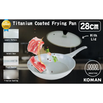 KOMAN Shinewon Vinch IH Frypan Frying Pan 28cm Non-stick Induction Ceramic + Glass Lid GREY - Home & Garden >