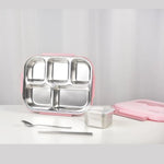 Kylin 304 Stainless Steel 5 Divided Smile Large Lunch Box With Soup Pot - Pink - Home & Garden > Kitchenware