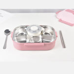 Kylin 304 Stainless Steel 5 Divided Smile Small Lunch Box With Soup Pot - Pink - Home & Garden > Kitchenware