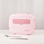Kylin 304 Stainless Steel 5 Divided Smile Small Lunch Box With Soup Pot - Pink - Home & Garden > Kitchenware