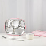 Kylin 304 Stainless Steel 5 Divided Smile Small Lunch Box With Soup Pot - Pink - Home & Garden > Kitchenware