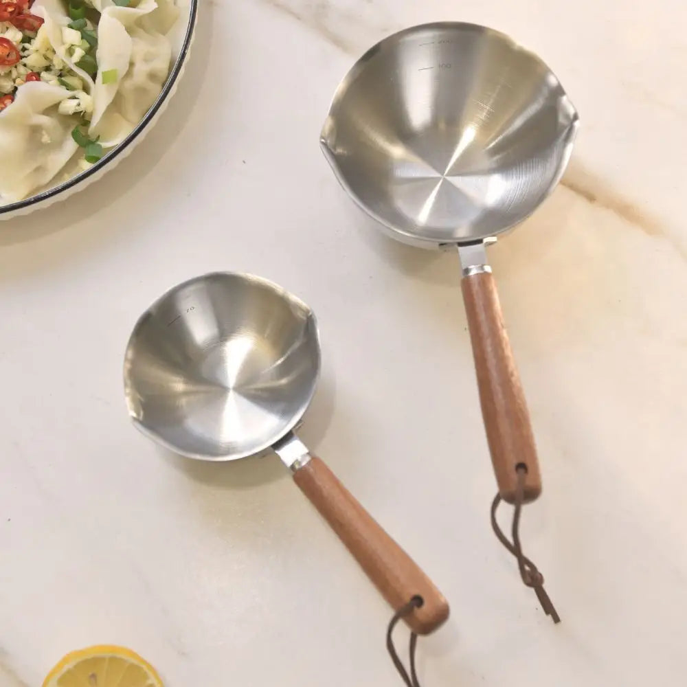 Kylin 304 Stainless Steel Oil Poured Pot With Wood Handle 120ml - Home & Garden > Kitchenware