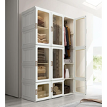 Kylin Cubes Storage Folding Cabinet Wardrobe With 12 Grids & 8 Doors & 2 Hangers - Home & Garden > Storage > Clothing &