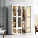 Kylin Cubes Storage Folding Cabinet Wardrobe With 12 Grids & 8 Doors & 2 Hangers - Home & Garden > Storage > Clothing &