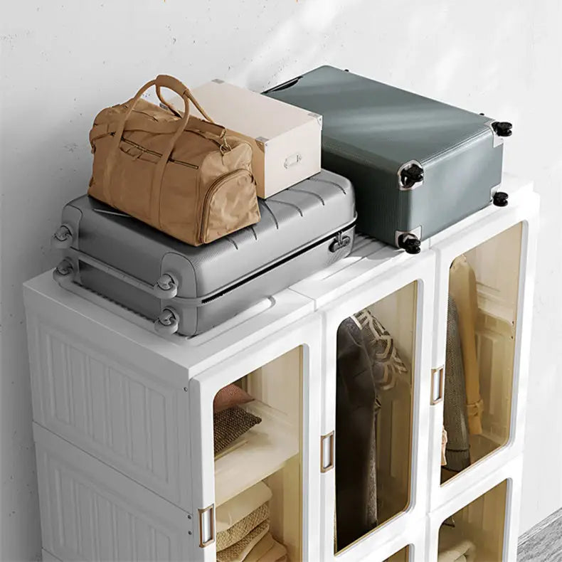 Kylin Cubes Storage Folding Cabinet Wardrobe With 12 Grids & 8 Doors & 2 Hangers - Home & Garden > Storage > Clothing &