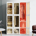 Kylin Cubes Storage Folding Cabinet Wardrobe With 8 Grids & 4 Doors & 1 Hanger - Home & Garden > Storage > Clothing &