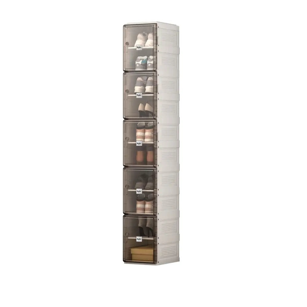 Kylin Cubes Storage Folding Shoe Box With 1 Column 10 Grids,5 Brown Doors - Home & Garden > Storage