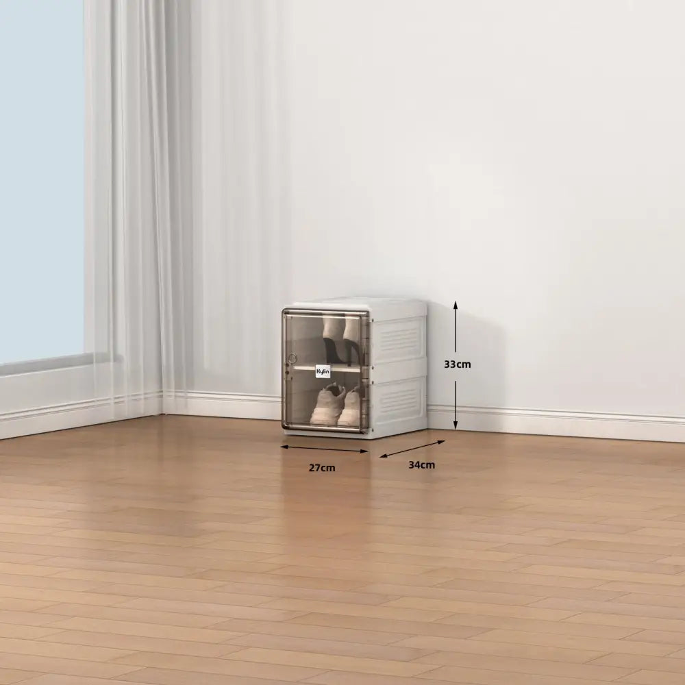 Kylin Cubes Storage Folding Shoe Box With 1 Column 2 Grids 1 Brown Door - Home & Garden > Storage