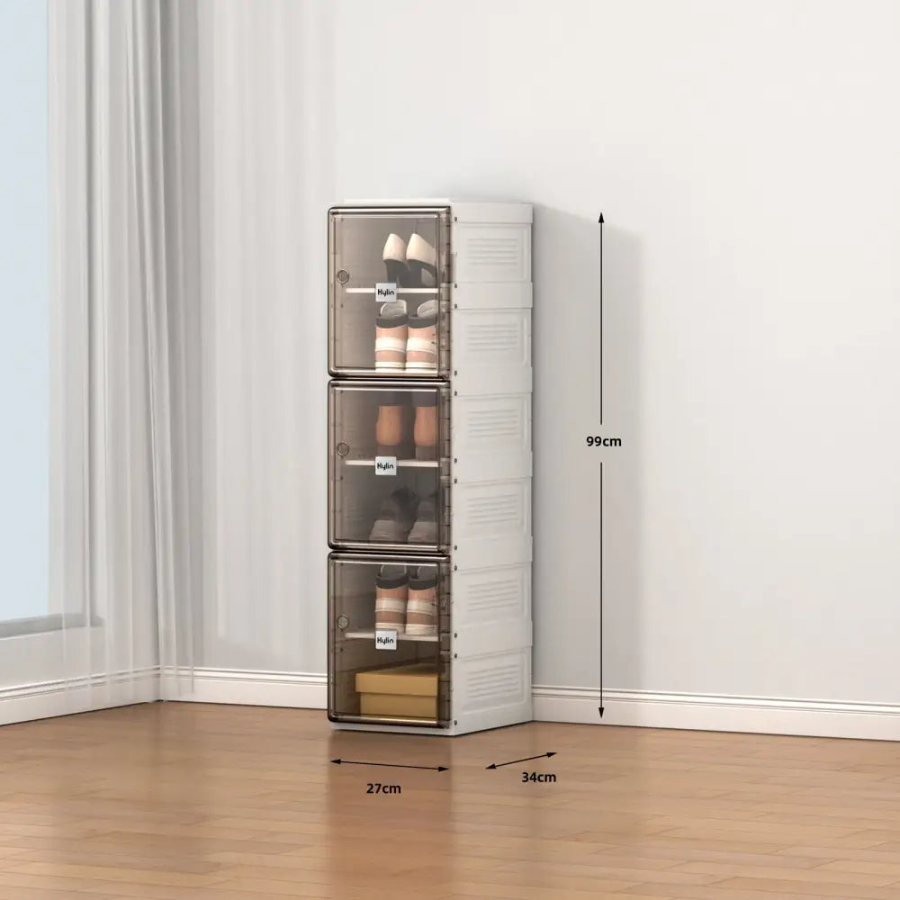 Kylin Cubes Storage Folding Shoe Box With 1 Column 6 Grids 3 Brown Door - Home & Garden > Storage