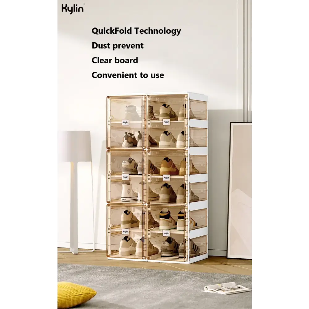 Kylin Cubes Storage Folding Shoe Box With 1 Column 6 Grids 3 Brown Door - Home & Garden > Storage