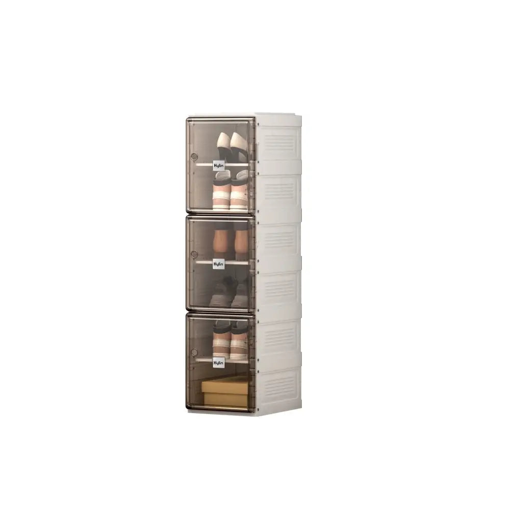 Kylin Cubes Storage Folding Shoe Box With 1 Column 6 Grids 3 Brown Door - Home & Garden > Storage