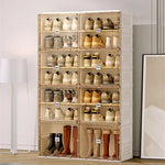 Kylin Cubes Storage Folding Shoe Cabinet With 1 Column & 5 Grids & 3 Brown Door - Home & Garden > Storage