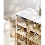 Kylin Cubes Storage Folding Shoe Cabinet With 1 Column & 5 Grids & 3 Brown Door - Home & Garden > Storage