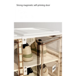 Kylin Cubes Storage Folding Shoe Cabinet With 1 Column & 5 Grids & 3 Brown Door - Home & Garden > Storage