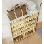 Kylin Cubes Storage Folding Shoe Cabinet With 1 Column & 5 Grids & 3 Brown Door - Home & Garden > Storage