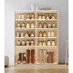 Kylin Cubes Storage Folding Shoe Cabinet With 1 Column & 5 Grids & 3 Brown Door - Home & Garden > Storage