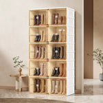 Kylin Cubes Storage Folding Shoe Cabinet With 2 Column & 10 Grids & 10 Brown Door - Home & Garden > Storage