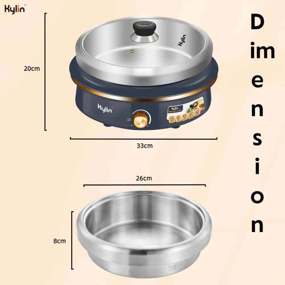 Kylin Electric 1500W Hotpot with Stainless Steel Inner Pot 4L AU-K2011 - Home & Garden > Kitchenware