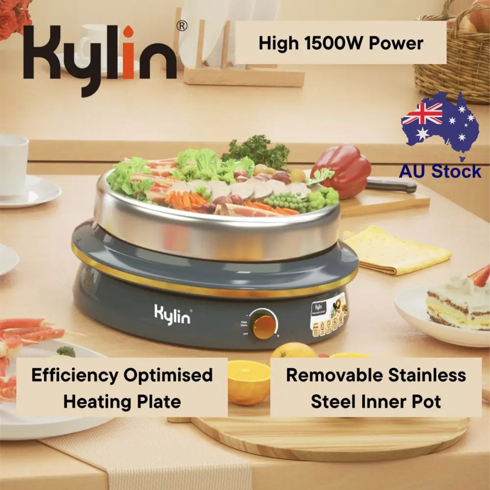 Kylin Electric 1500W Hotpot with Stainless Steel Inner Pot 4L AU-K2011 - Home & Garden > Kitchenware