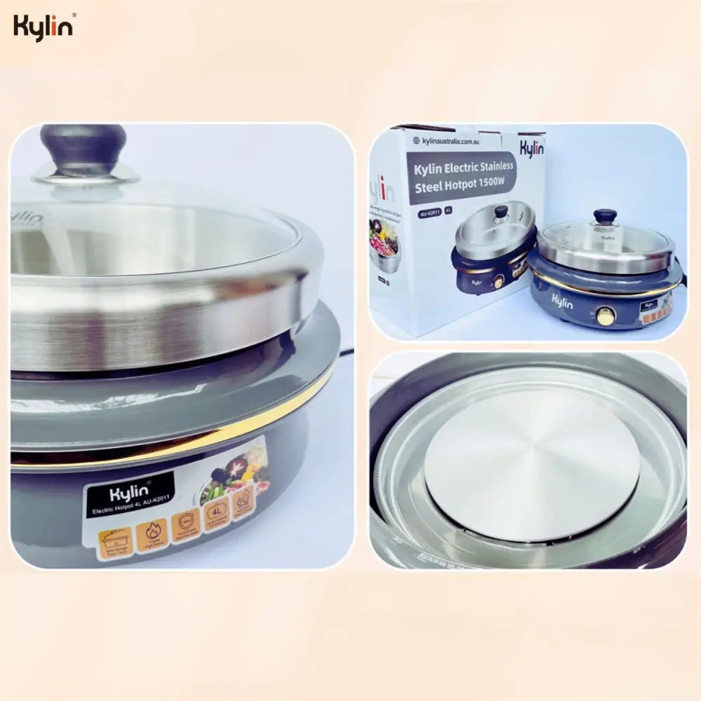 Kylin Electric 1500W Hotpot with Stainless Steel Inner Pot 4L AU-K2011 - Home & Garden > Kitchenware