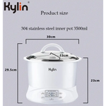 Kylin Electric Slow Cooker Stainless Steel Ceramic Pot Steamer 2.2L With 3 Containers - Appliances > Kitchen Appliances