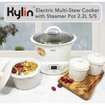 Kylin Electric Slow Cooker Stainless Steel Ceramic Pot Steamer 2.2L With 3 Containers - Appliances > Kitchen Appliances