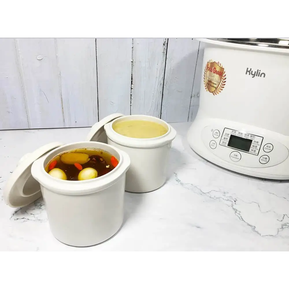 Kylin Electric Slow Cooker Stainless Steel Ceramic Pot Steamer 2.2L With 3 Containers - Appliances > Kitchen Appliances