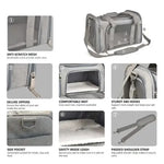 L Blue Portable Foldable Pet Carrier Bag - Large Capacity Travel Carrier for 2 Small Pets Comfortable and Stylish Cat