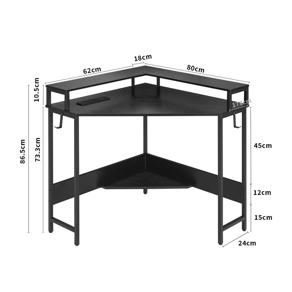 L-Shaped Desk with Built-In Charging Station Black - Home & Garden > Home Office Accessories