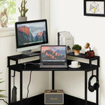 L-Shaped Desk with Built-In Charging Station Black - Home & Garden > Home Office Accessories