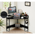 L-Shaped Desk with Built-In Charging Station Black - Home & Garden > Home Office Accessories