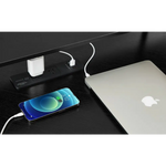 L-Shaped Desk with Built-In Charging Station Black - Home & Garden > Home Office Accessories