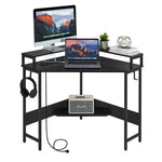 L-Shaped Desk with Built-In Charging Station Black - Home & Garden > Home Office Accessories