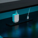 L-Shaped Desk with Built-In Charging Station Black - Home & Garden > Home Office Accessories