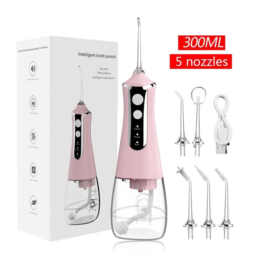 L10 Pink Portable Handheld Electric Water Flosser - Rechargeable Teeth Cleaner for Home Use - Health & Beauty >