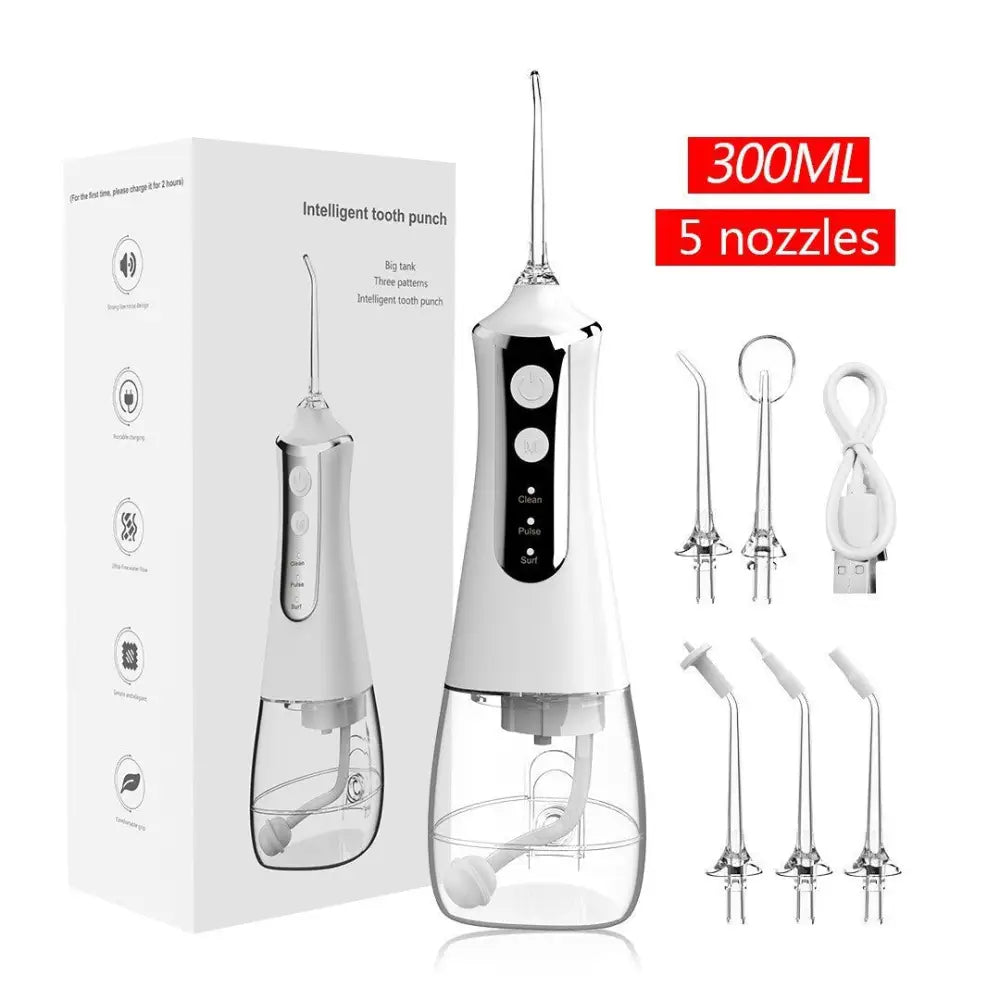 L10 White Portable Handheld Electric Water Flosser – Rechargeable Teeth Cleaner for Home Use - Health & Beauty >