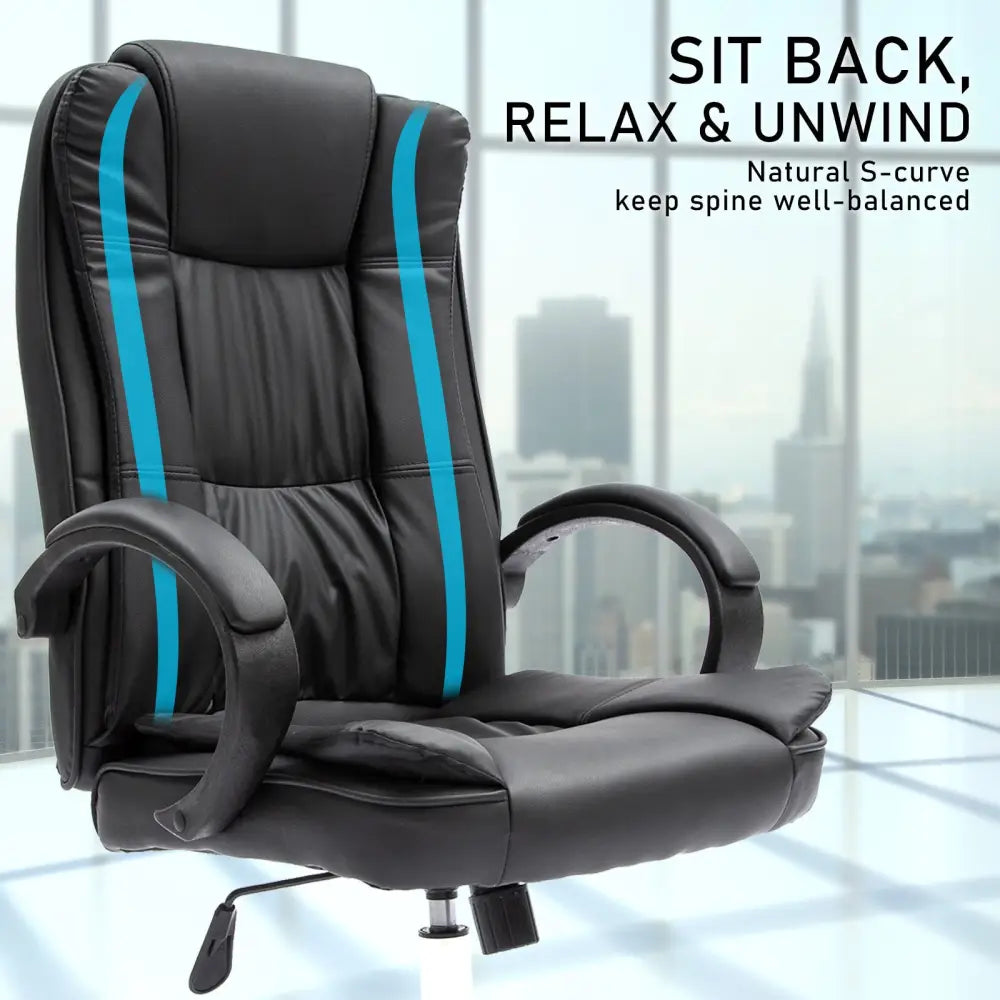 La Bella Black Executive Office Chair Sage Dual-Layer Seat - Furniture > Office > Office & Desk Chairs