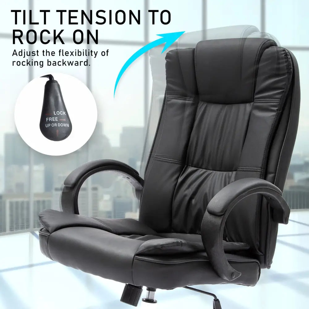 La Bella Black Executive Office Chair Sage Dual-Layer Seat - Furniture > Office > Office & Desk Chairs