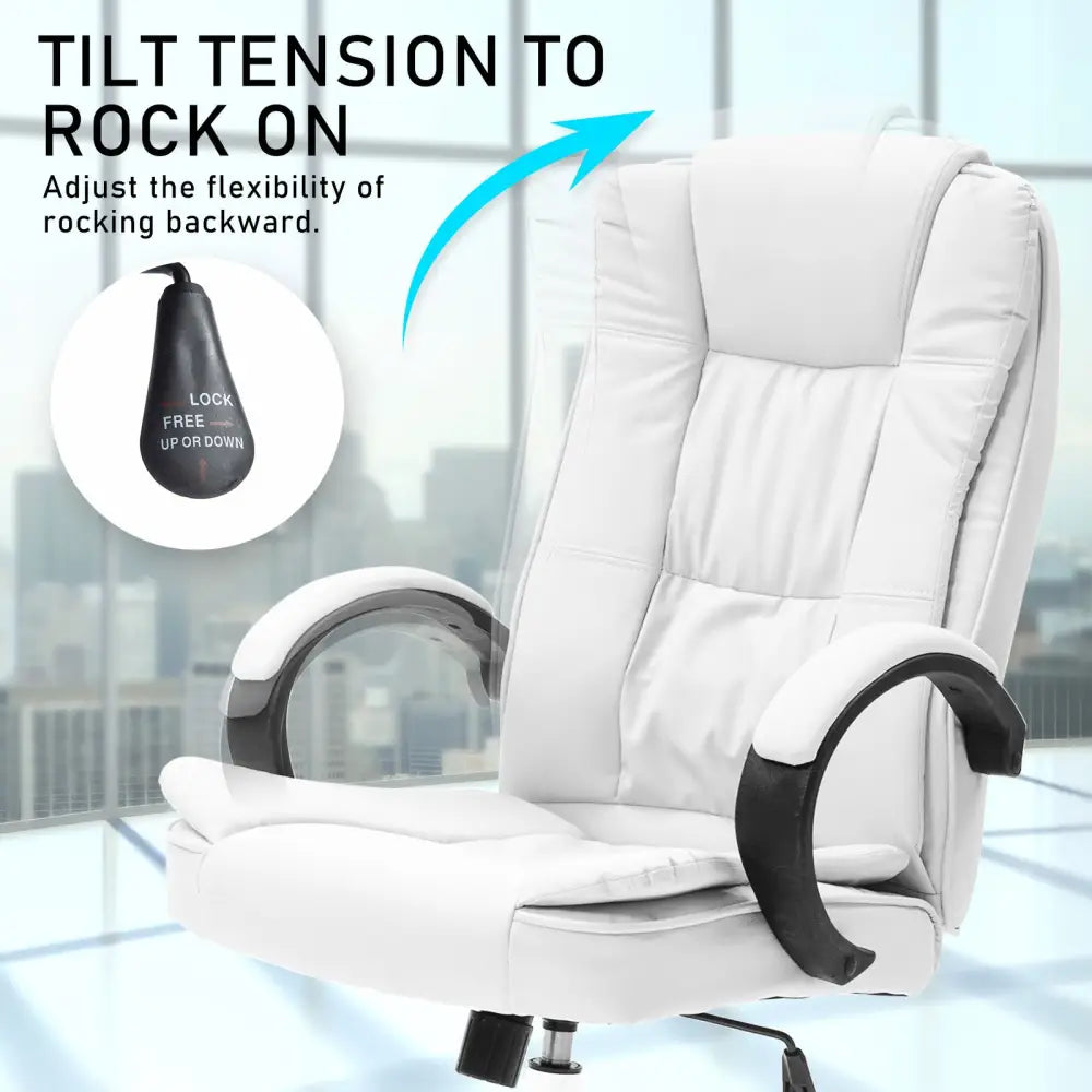 La Bella White Executive Office Chair Sage Dual-Layer Seat - Furniture > Office > Office & Desk Chairs