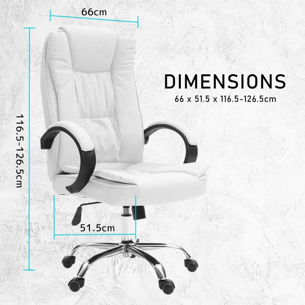 La Bella White Executive Office Chair Sage Dual-Layer Seat - Furniture > Office > Office & Desk Chairs