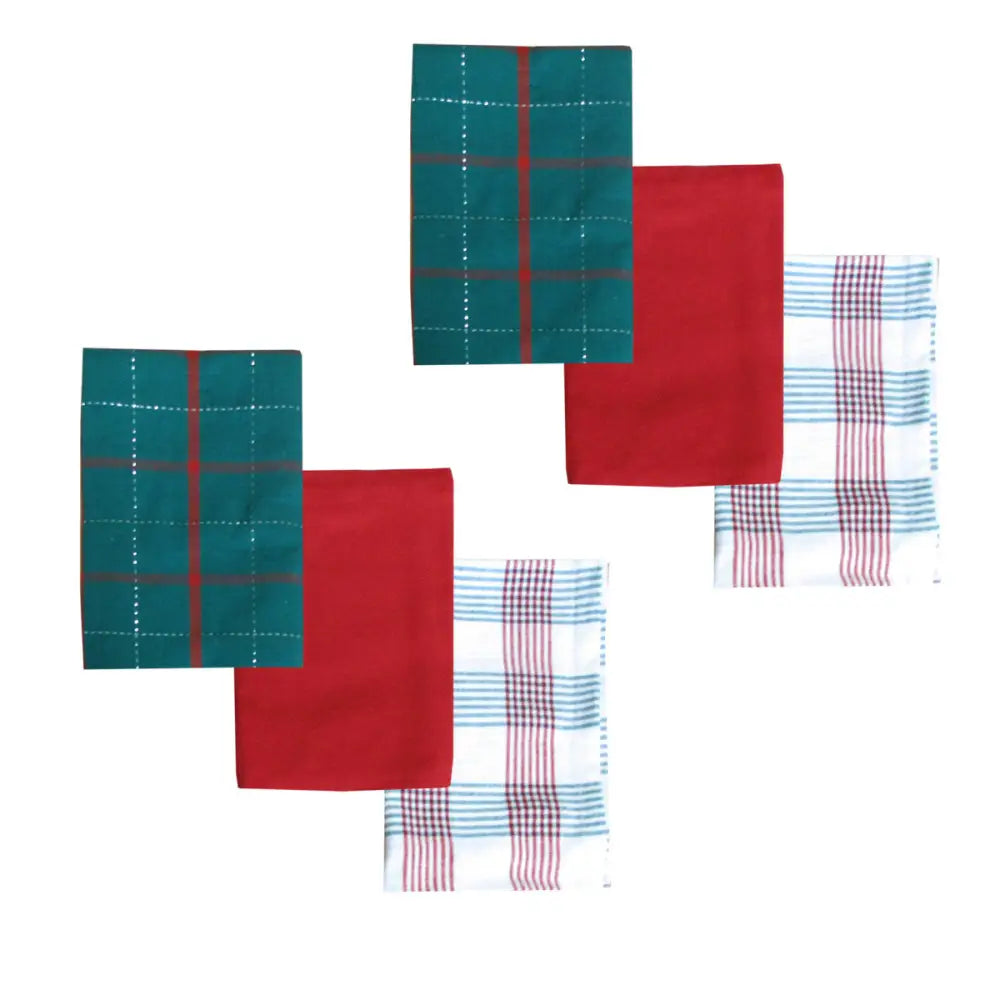 Ladelle Brick Set of 6 Cotton Kitchen Towels Red Design 5 - Home & Garden > Kitchenware