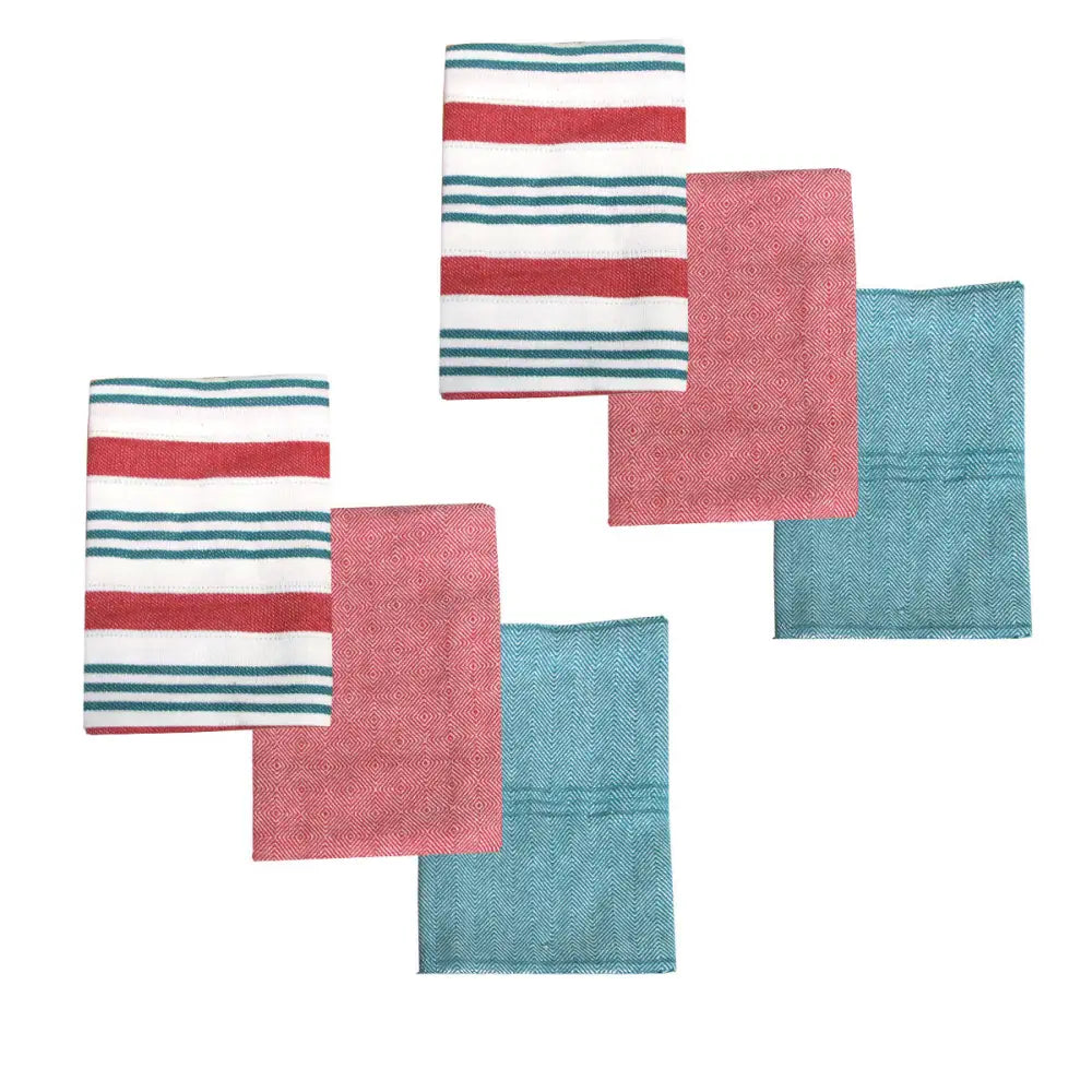 Ladelle Brick Set of 6 Cotton Kitchen Towels Red Design 8 - Home & Garden > Kitchenware