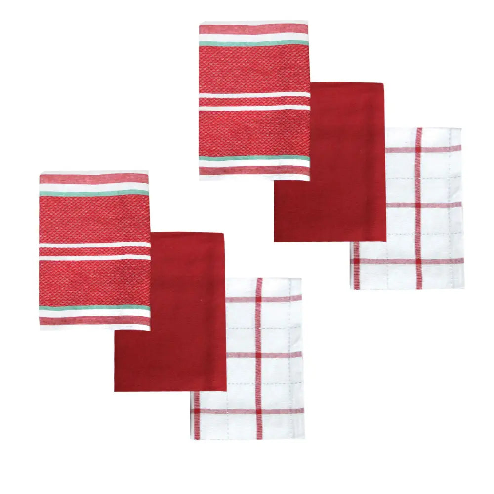 Ladelle Brick Set of 6 Cotton Kitchen Towels Red Design 6 - Home & Garden > Kitchenware