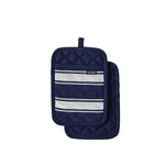 Ladelle Butcher Stripe Series Navy Set of 2 Pot Holders 17.5 x 24.5cm - Home & Garden > Kitchenware