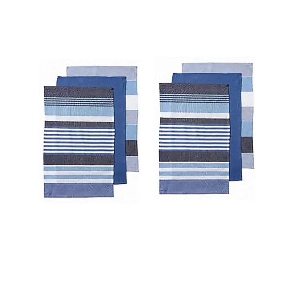 Ladelle Connor Set of 6 Cotton Kitchen Towels Blue - Home & Garden > Kitchenware