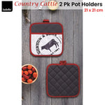 Ladelle Country Cattle Set of 2 Pot Holders 21 x 21 cm - Home & Garden > Kitchenware