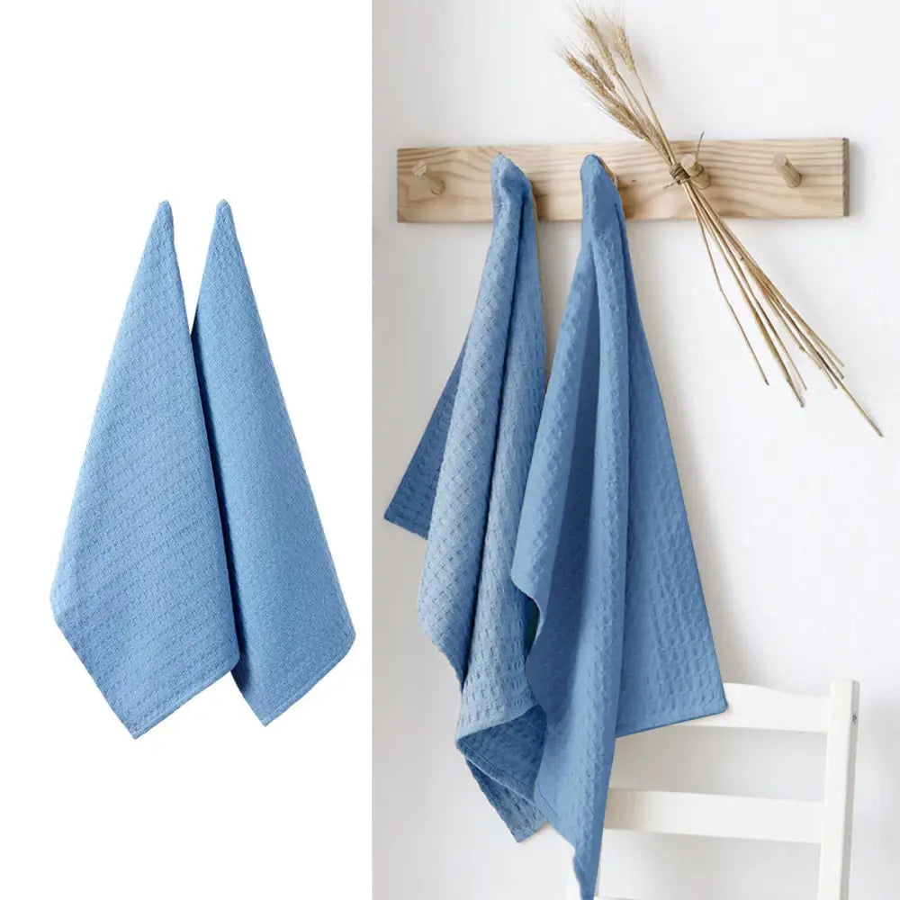 Ladelle Eco Recycled Cotton Set of 2 Cotton Kitchen Towels Blue 50 x 70 cm - Home & Garden > Kitchenware