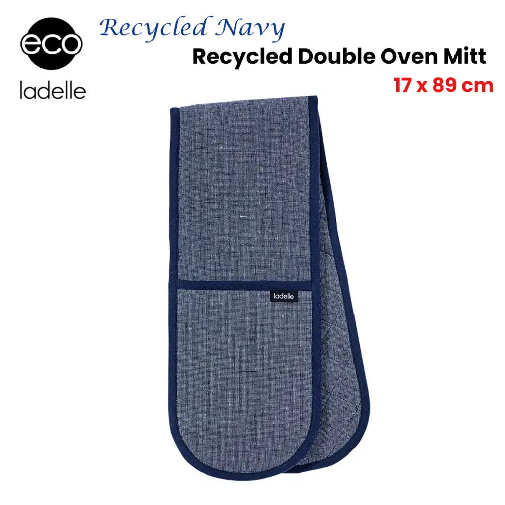 Ladelle Eco Recycled Navy Double Oven Mitt 17 x 89 cm - Home & Garden > Kitchenware > Oven Mitts & Pot Holders