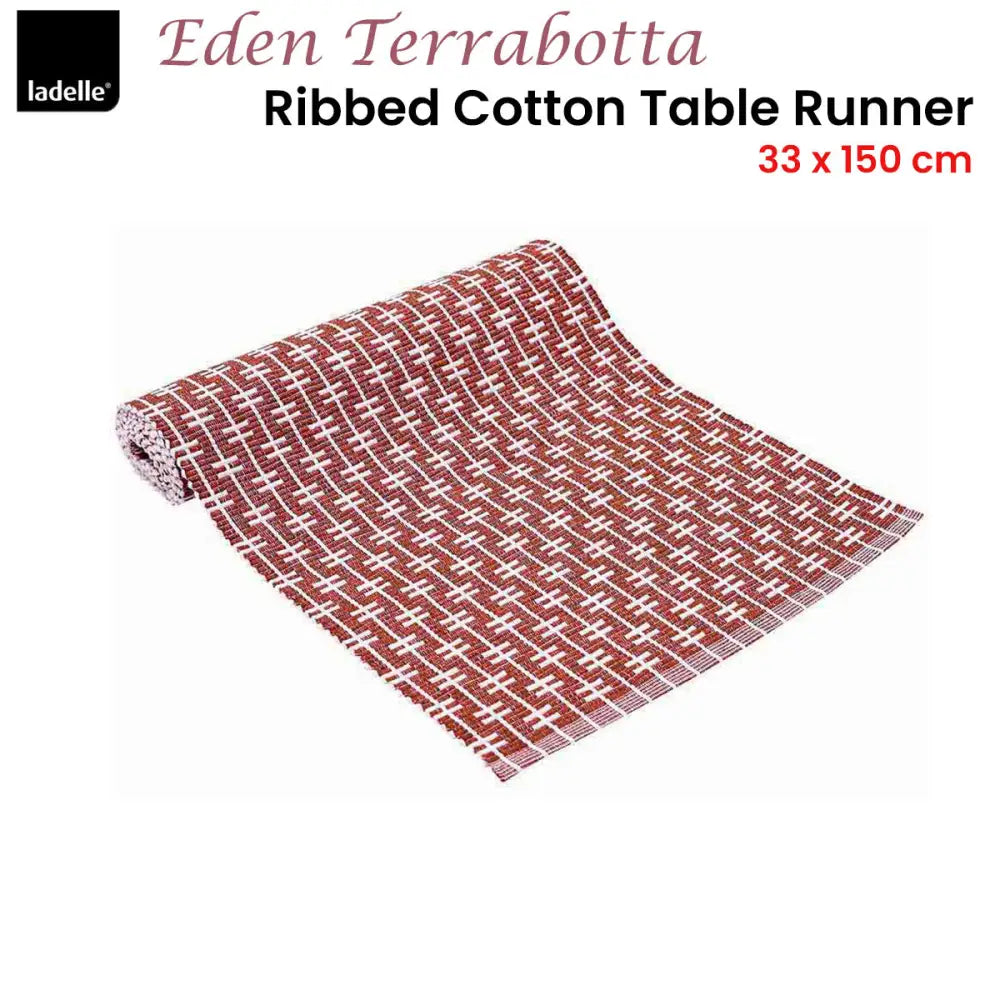 Ladelle Eden Terracotta Ribbed 100% Cotton Table Runner - Home & Garden > Kitchenware